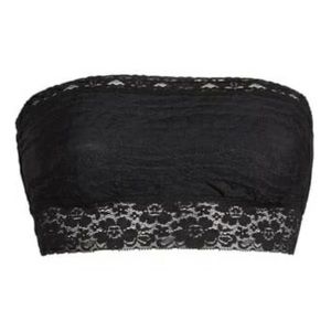 FREE PEOPLE INTIMATELY LACE BANDEAU BRALETTE SCALLOP DETAILS IN BLACK SIZE S